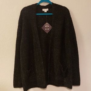 Ava & Viv NWT Fuzzy Cardigan Black Size 2X